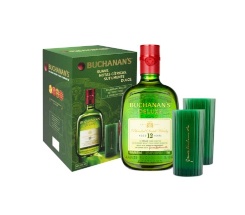 PACK BUCHANANS 12 AÑOS X 750 ML + 2 VASOS DE VIDRIO