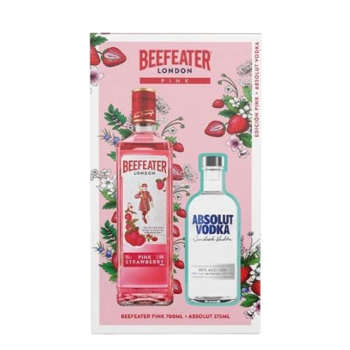 Pack Beefeater Pink Botella 700ml + Vodka Absolut Botella 375ml